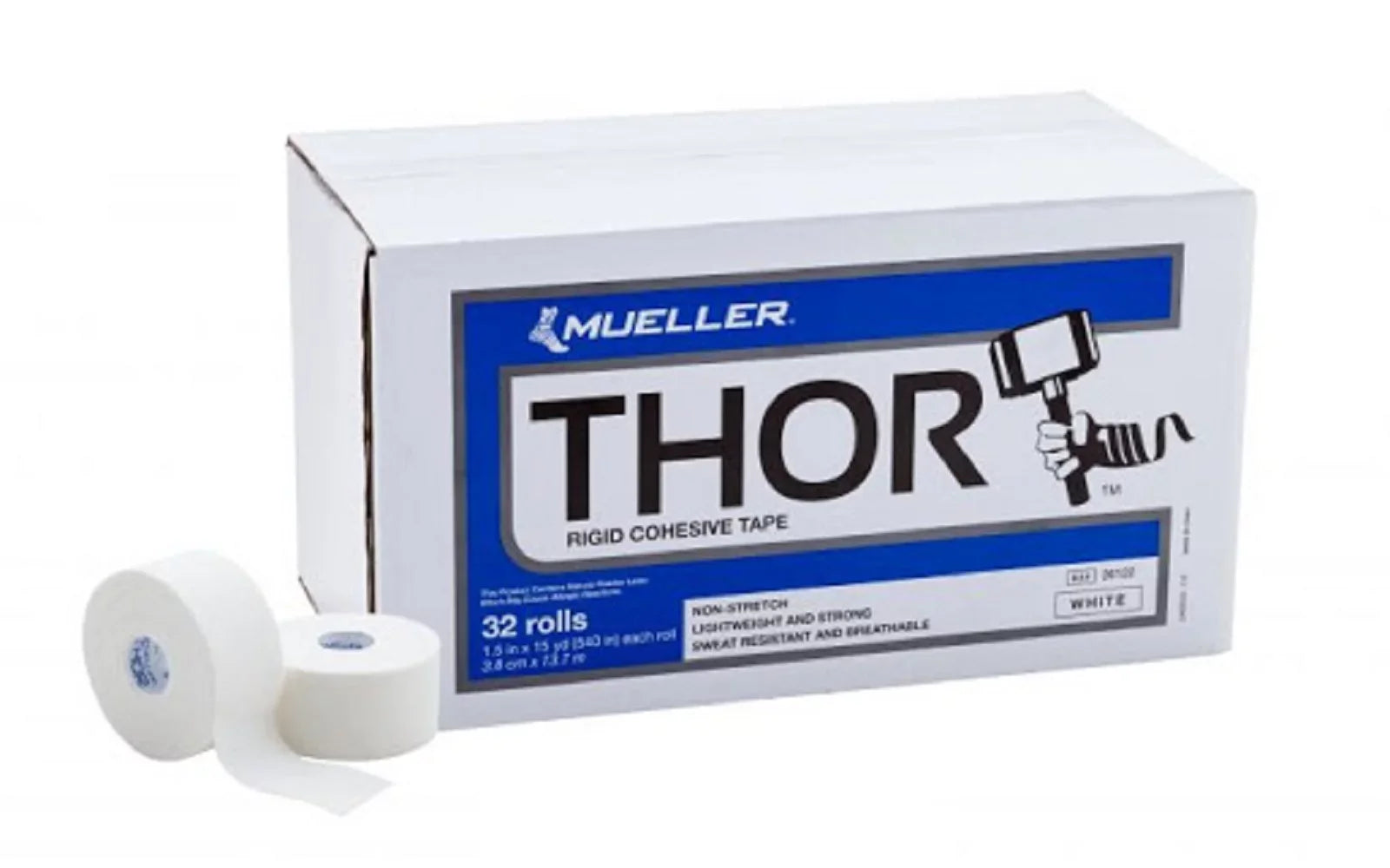 of 15 Cohesive Rigid White, THOR x 32 Tape, Rolls Mueller 1.5" yd, Case