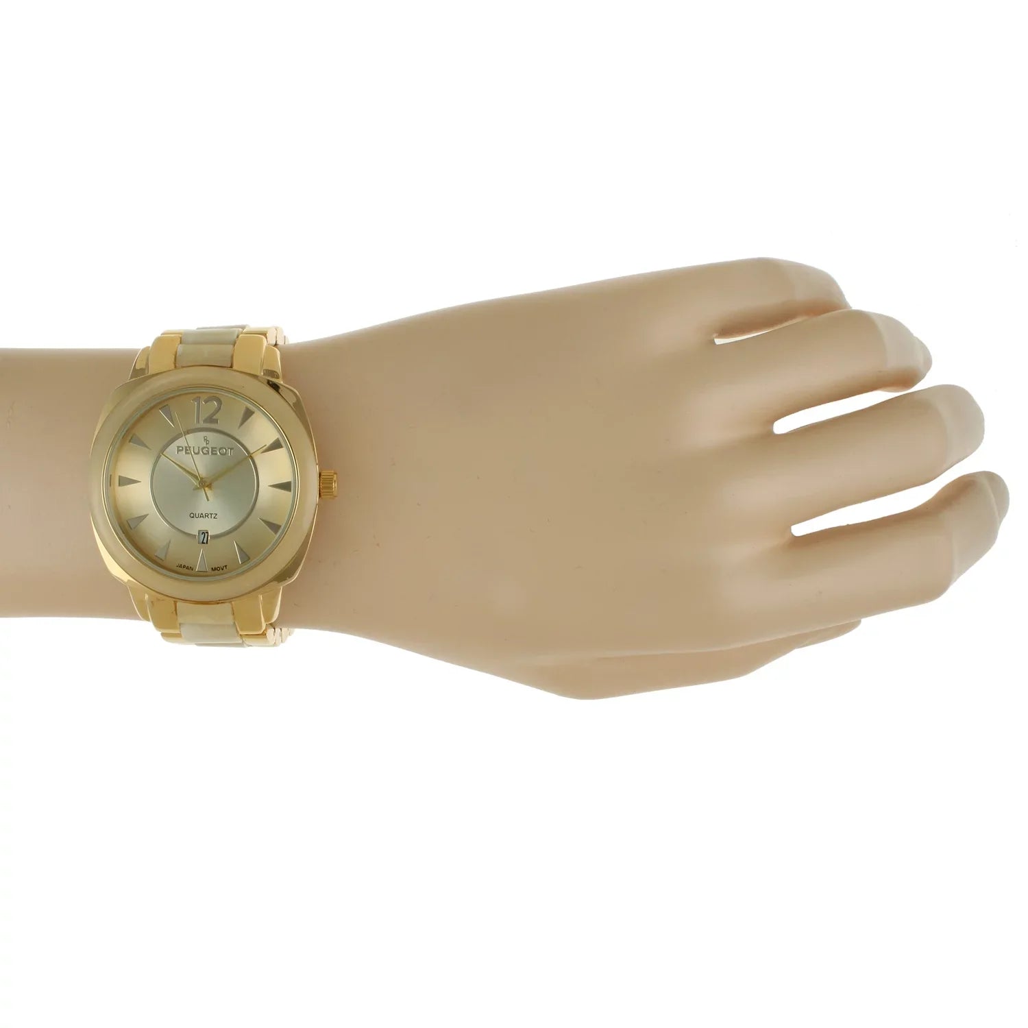 Tortoise Gold-Tone Shell Peugeot Ivory Watch 7096GCR Women's