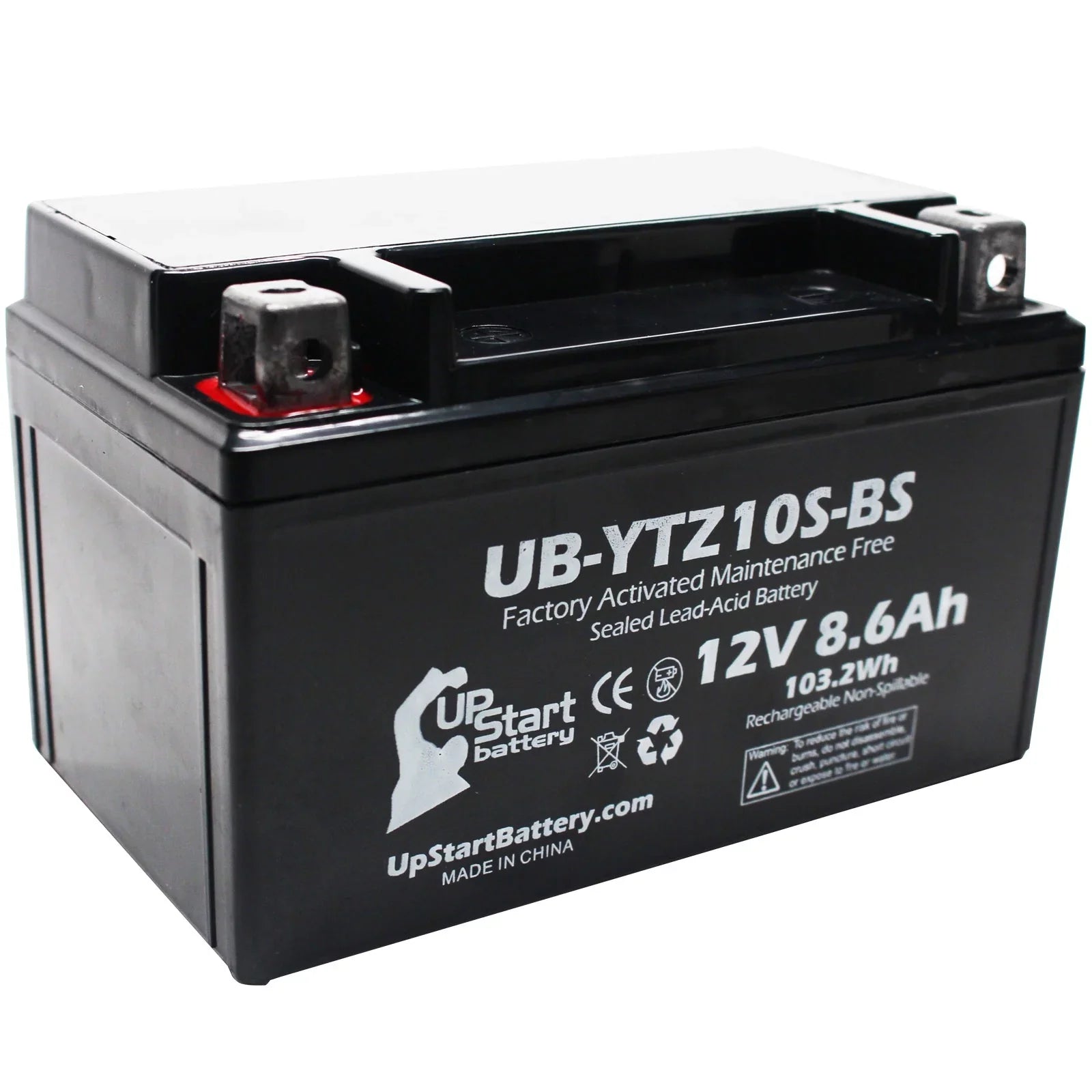 UB-YTZ10S-BS Maintenance Replacement Battery Free, for YZF-R1 Yamaha 2011 - 12V, Activated, 3-Pack Factory Motorcycle 1000CC Battery 8.6Ah, UpStart