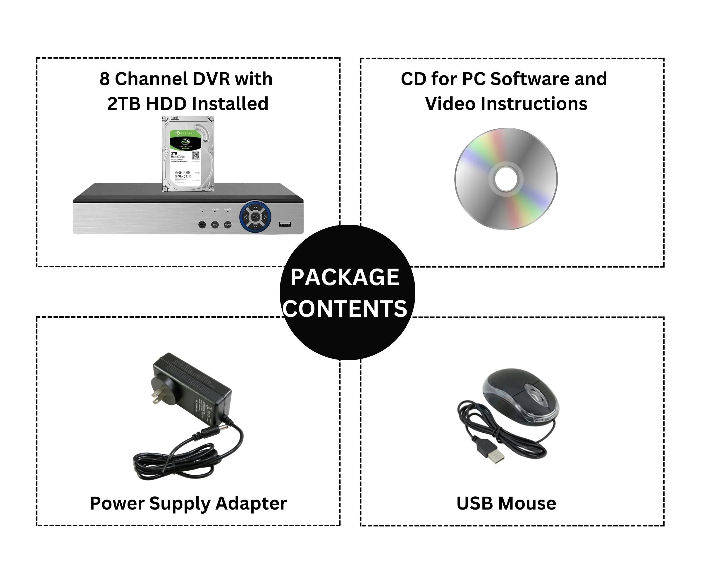 Digital HD TVI 2TB Drive Recorder Analog AHD CCTV DVR 8 Channel Evertech Video H.265 Hybrid CVI Security Hard
