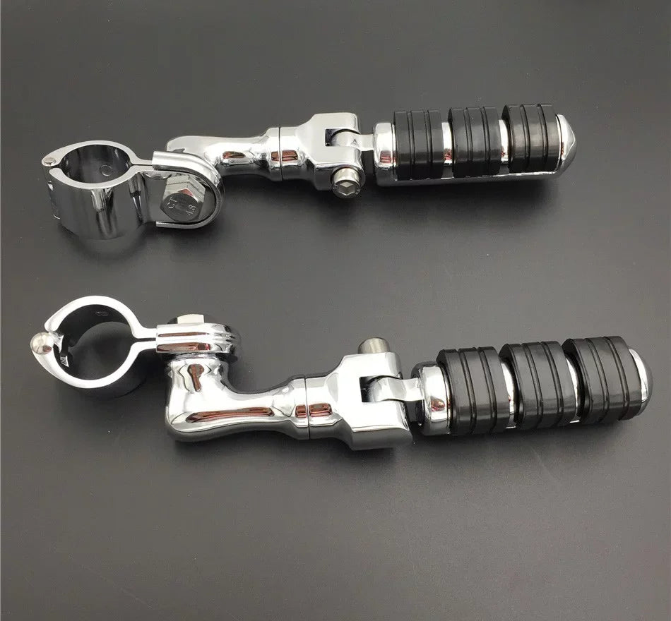 Vulcan 1.5" Footrest 1200/Triumph Foot Regular 3 Pegs Sportster /Kawasaki For VN2000 VN1500 Chrome Clamps Harley Short with 1-1/2" VN900 VN400 HTT-MOTOR Rocket Angled 883 XL