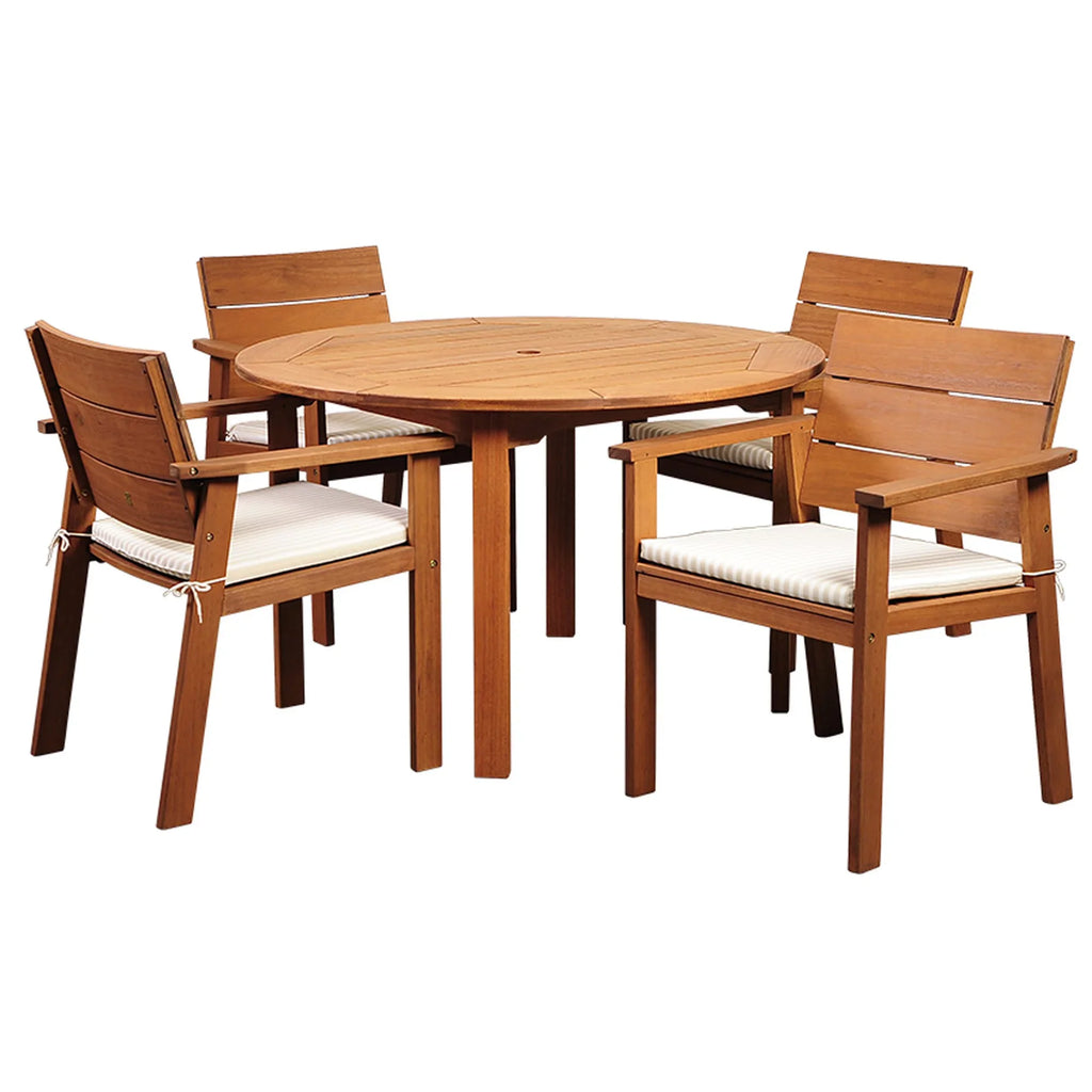 Nelson Living Eucalyptus Dining exterior Brown 5-Piece Round design Patio Set 47" and