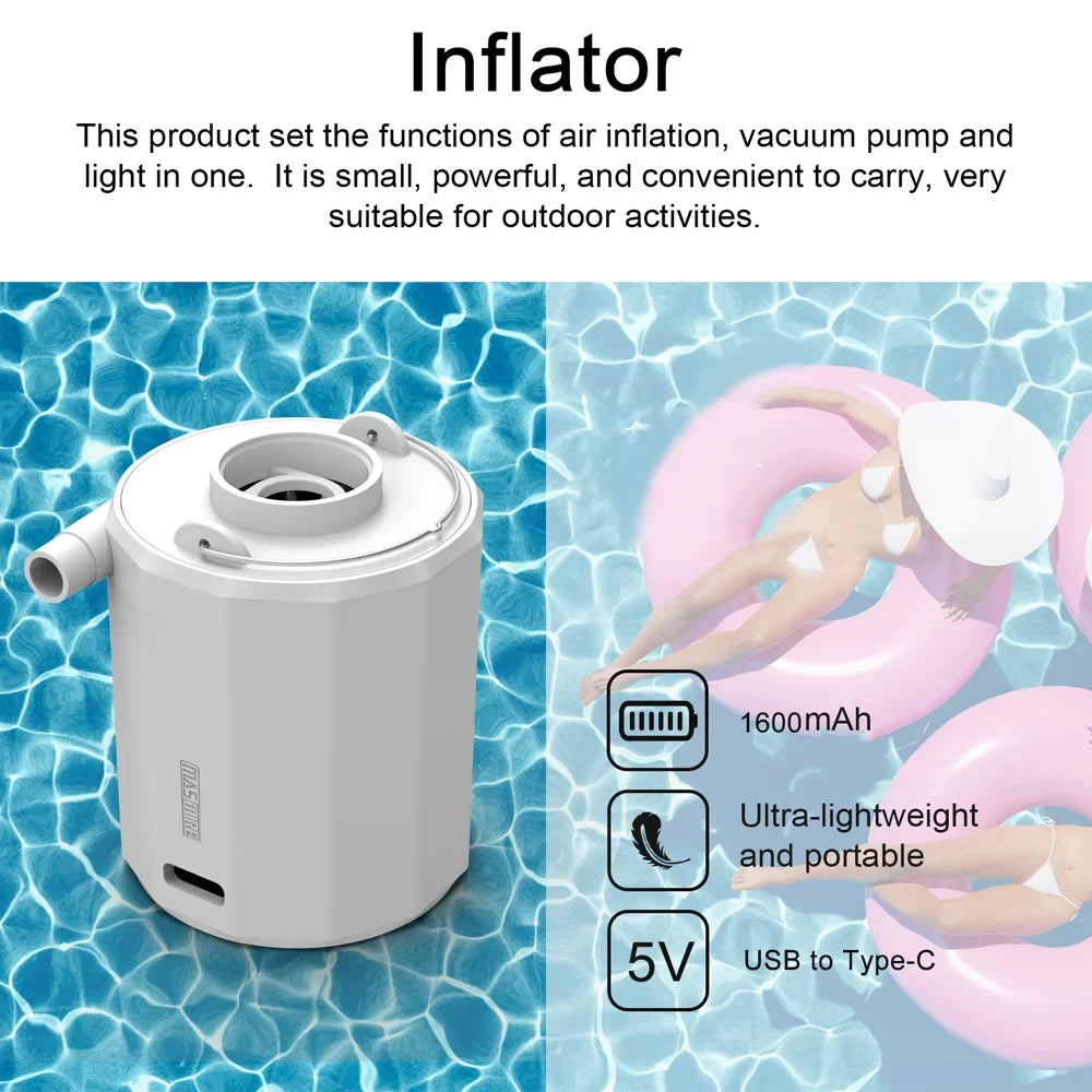 Vacuum Lamp Inflator Tent Pump Inflator Multifunctional Electric Camping Mattress Light and Htovila Vacuum Portable Inflatable Pump Cordless