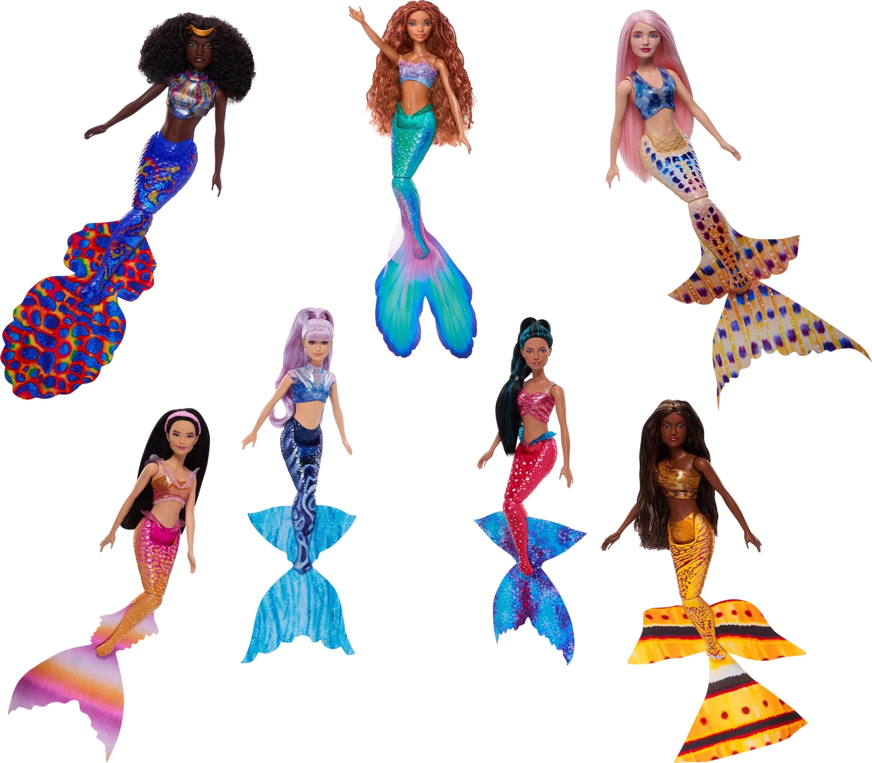 Set Sisters Ariel Doll with Disney Fashion The 7-Pack, 7 Ultimate Little Mermaid Dolls Mermaid