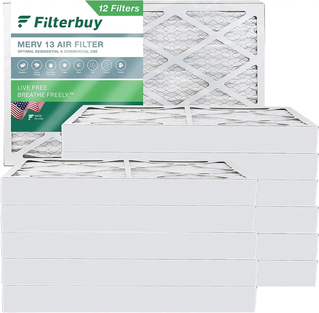 HVAC Pleated Furnace Air (12-Pack) Filters MERV AC 8x20x4 13 Filterbuy