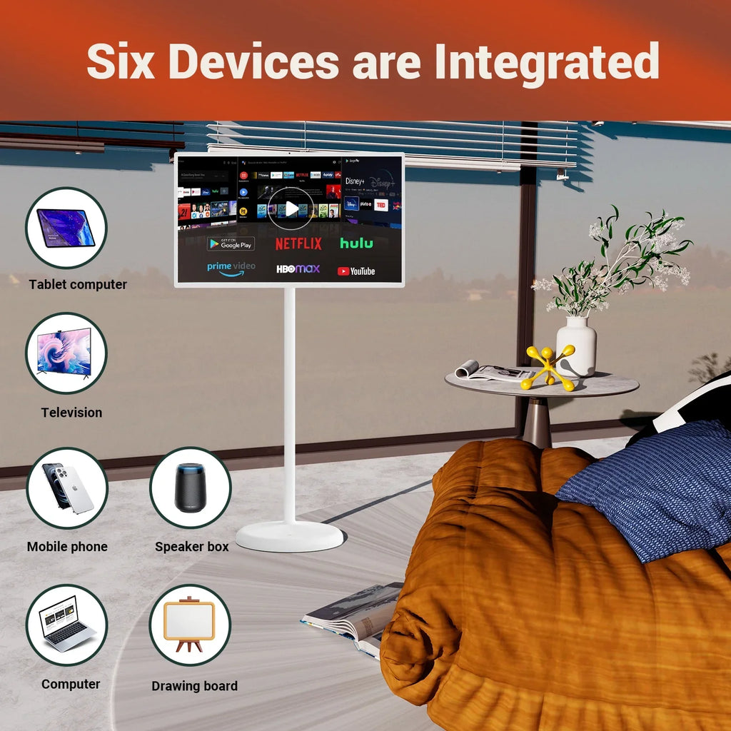 Android 32" Full TV Wheels Tablet Big Touch and Swivel Camera, Built-in Built-in Portable Store). StandbyMe Monitor and OS(Support on Battery(6-8H), with with 12 Screen Rotation