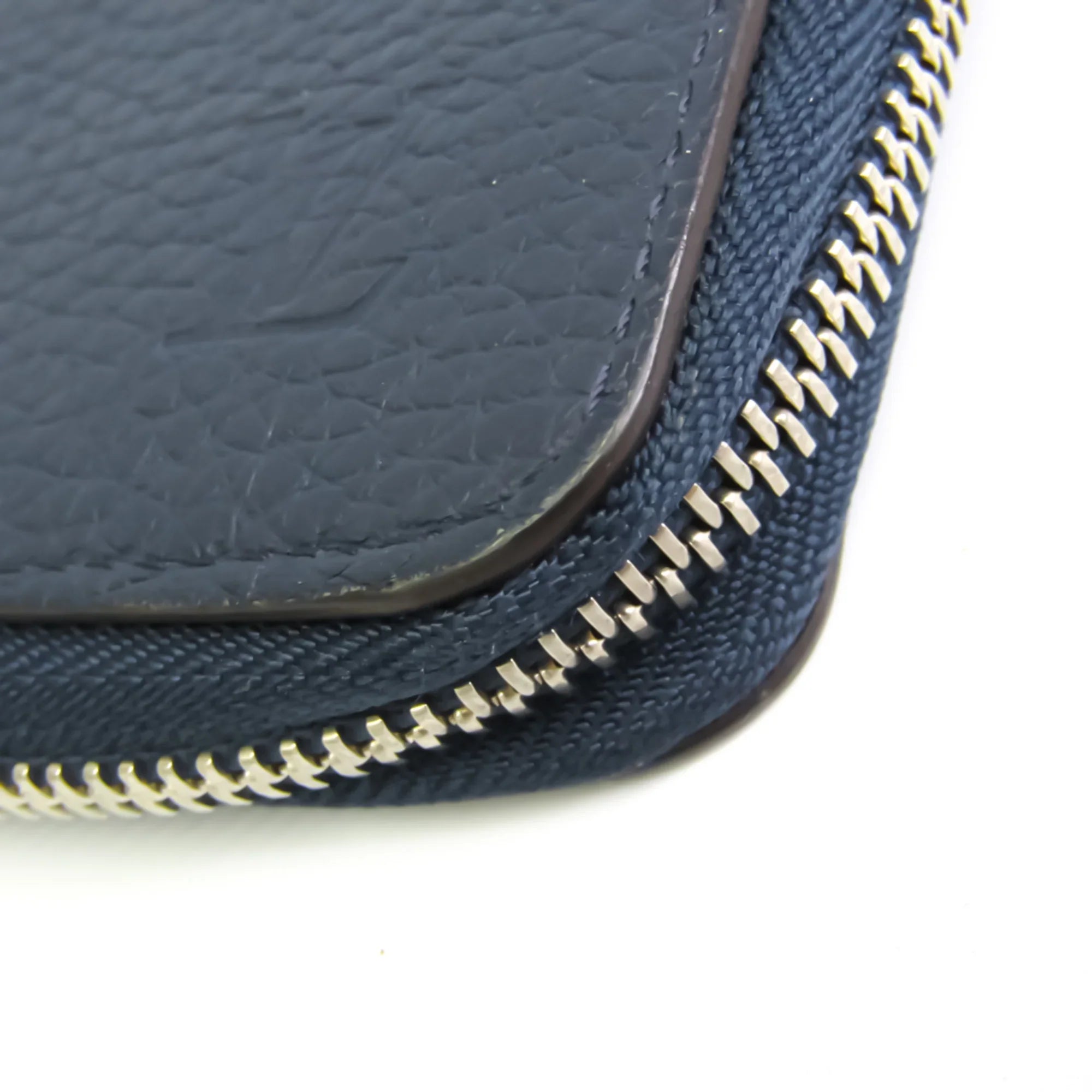 Leather Wallet Zippy Taurillon (Good) Wallet Unisex Long M58823 Navy (bi-fold) Taurillon Vertical Pre-Owned