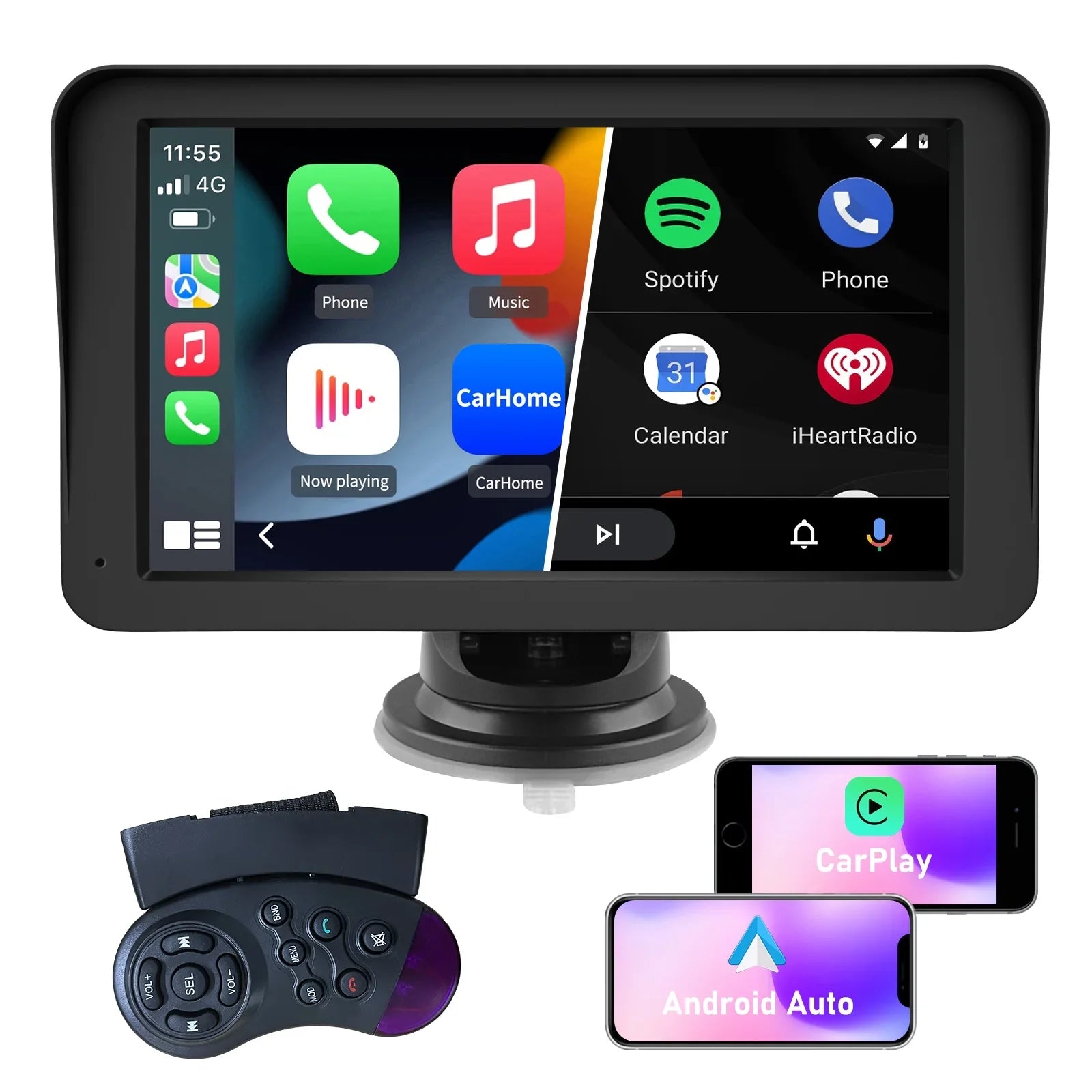 Bluetooth Stereo Wireless Video Touch GPS , Car Navigation,FM Audio, Carplay with 7 Support Screen Auto Awesafe Music, inch Android