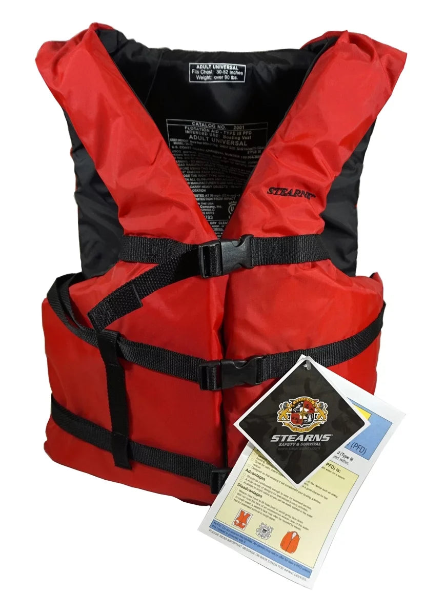 Chest Stearns - PFD Life For Adult Flotation Device Personal Red 52" to 30" Jacket