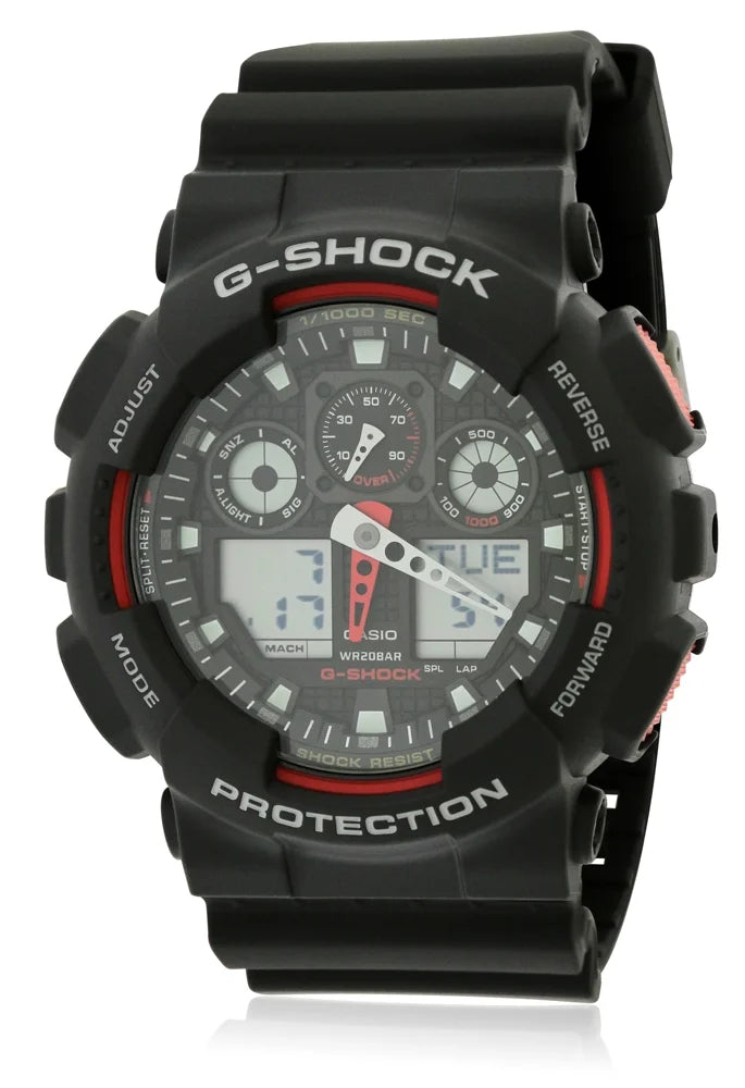 Chronograph 51MM Casio Black Watch Quartz GA100-1A4 Alarm Plastic Male Analog