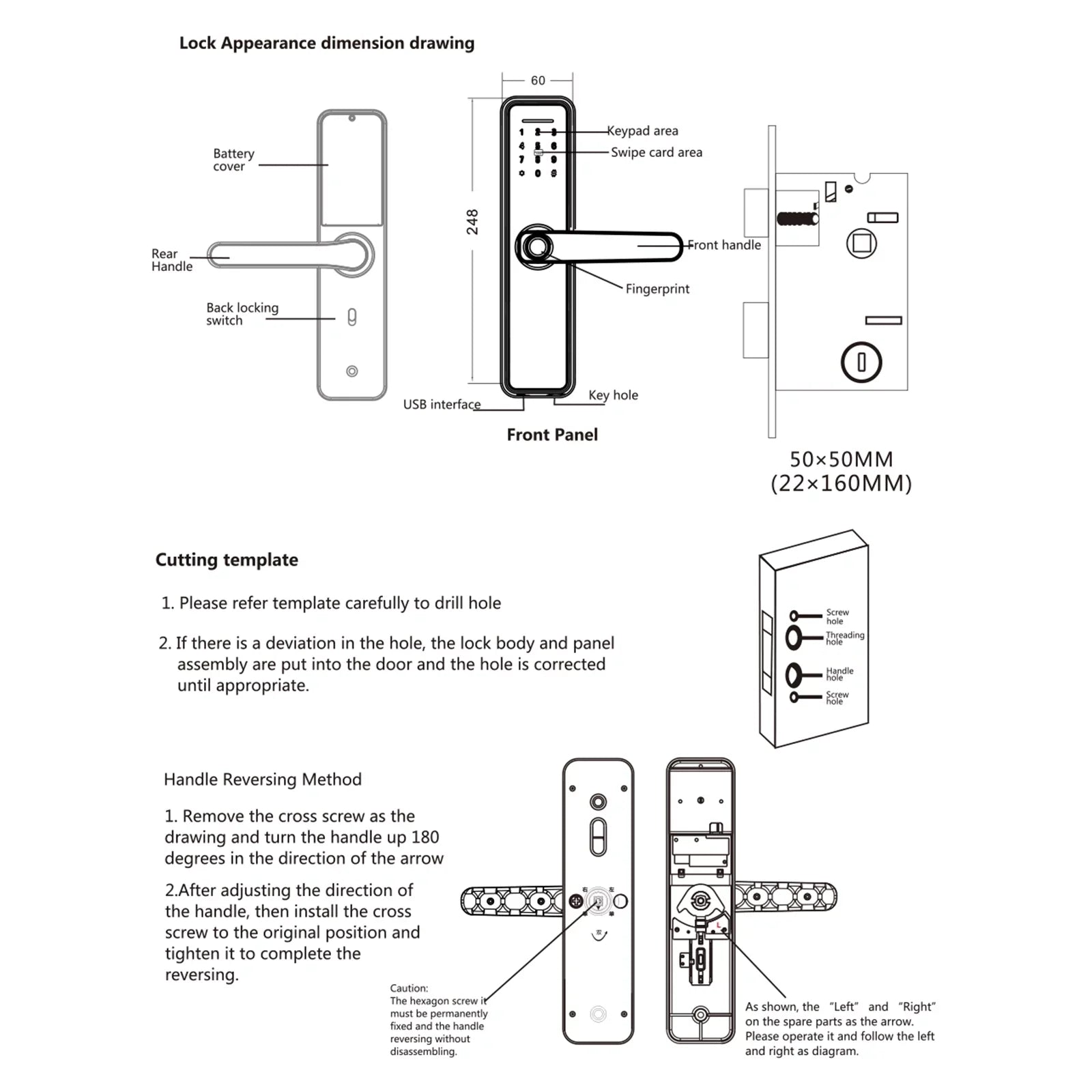 for Touchscreen Keypad Office WAFU & Secure Door Fingerprint Mechanical Smart Lock Key