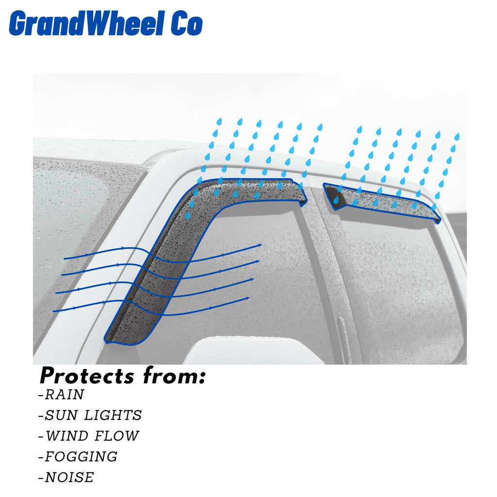 Rain 2021-2024 GW0299 Visor Smoke Tinted Co Vent Tape-On 6pcs. Nissan Guards Compatible with Window - GrandWheel Side Deflectors Rogue