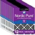 Pack 8 16x25x2 Filters Plus Carbon Pure Pleated Air Nordic Furnace MERV 12