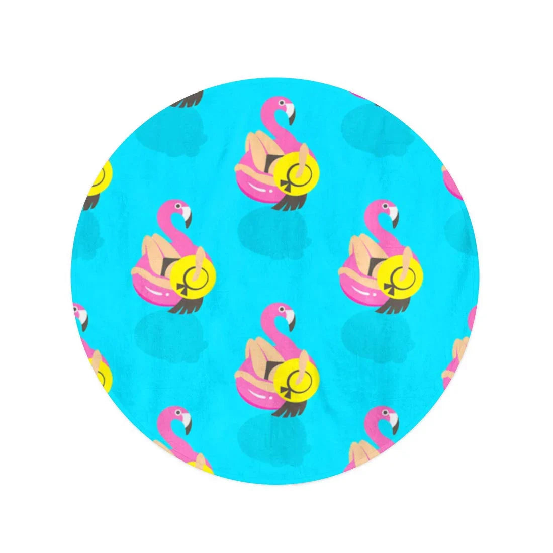 Travel Beach Circular Blanket Round Pink Tapestry Flamingo Girls 60 KDAGR Swims Mat Beach Inflatable Summer Throw in Circle on of Towel Towels inch