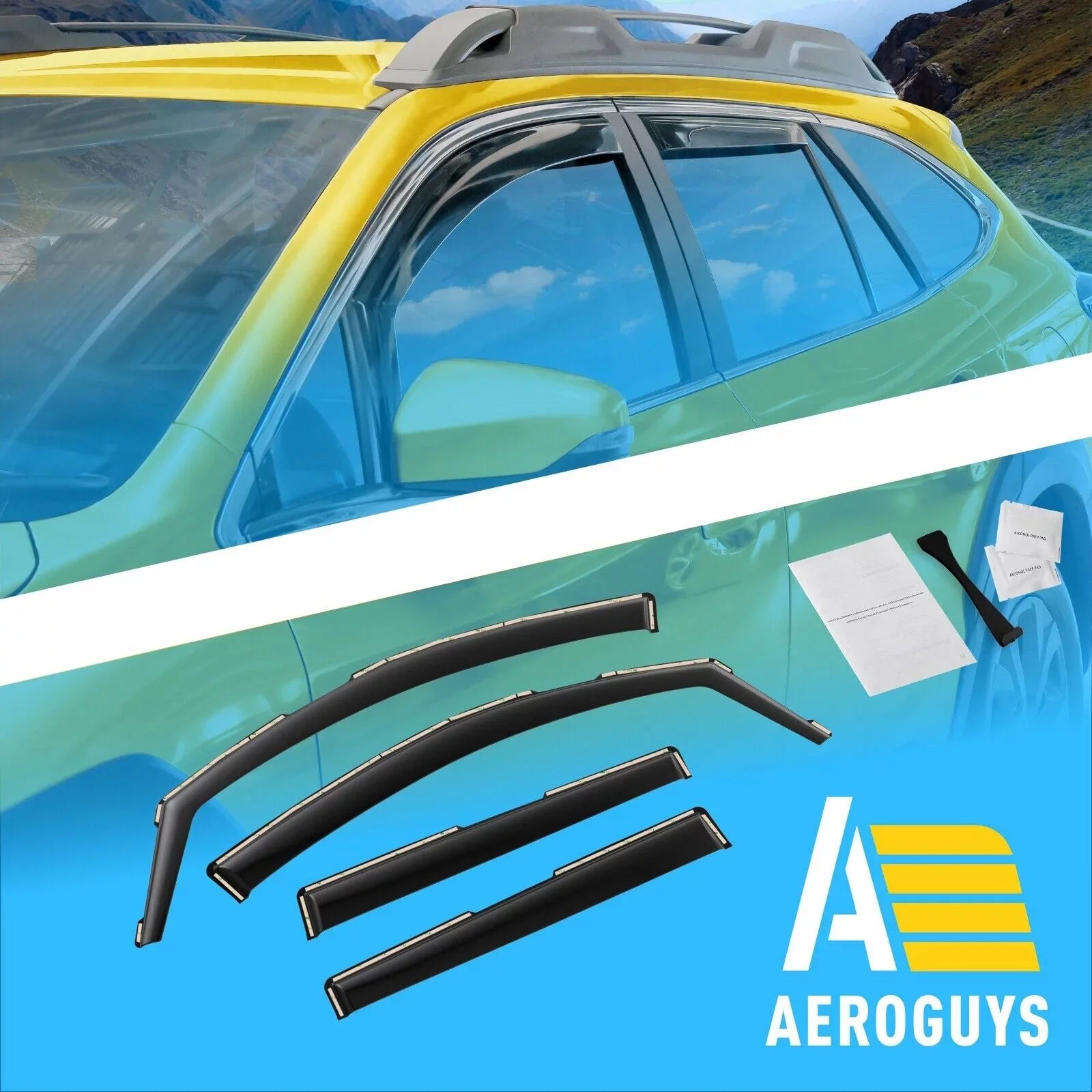 AEROGUYS Rain Outback In-Channel Car Visors, Extra Guards Fit Visors Window Vent Deflectors, Accessories Wind Visors, AG0268 Durable Window 4pcs. 2020-2024, - Subaru Deflectors Sun for