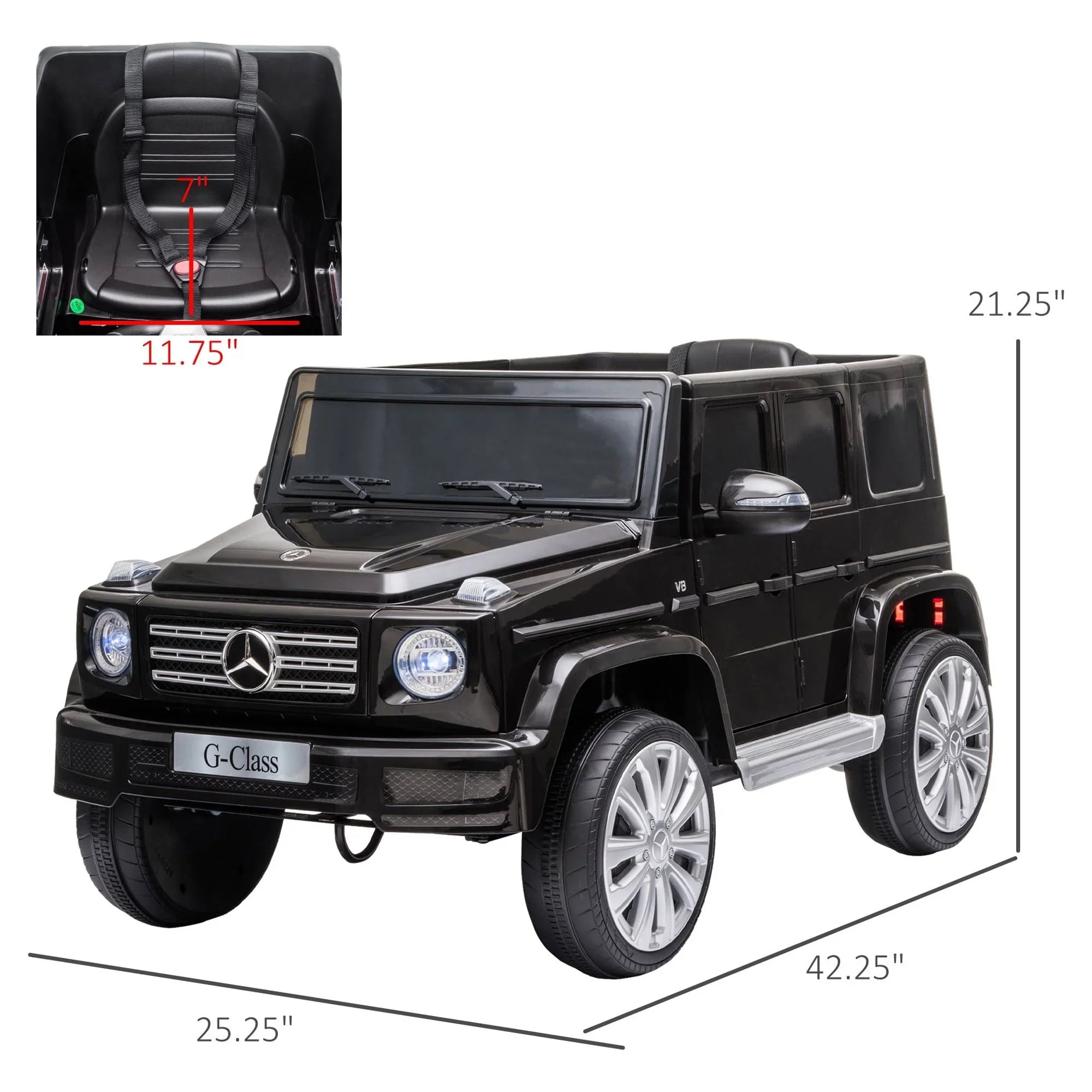 Powered Working Control, Suspension 12 Benz V G500 with Ride-On Headlights, Remote Mercedes & Bright Aosom