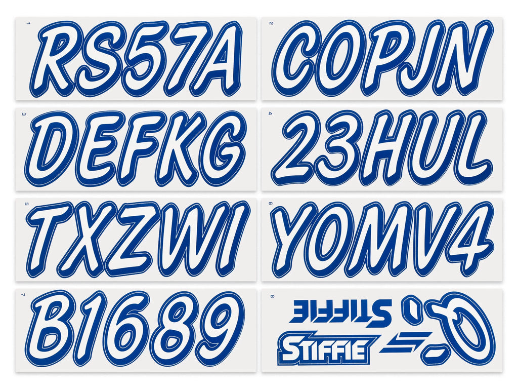 Boats for & Numbers Registration Personal Watercraft Whipline Solid Identification STIFFIE Alpha-Numeric Stickers 3" Decals White/Navy