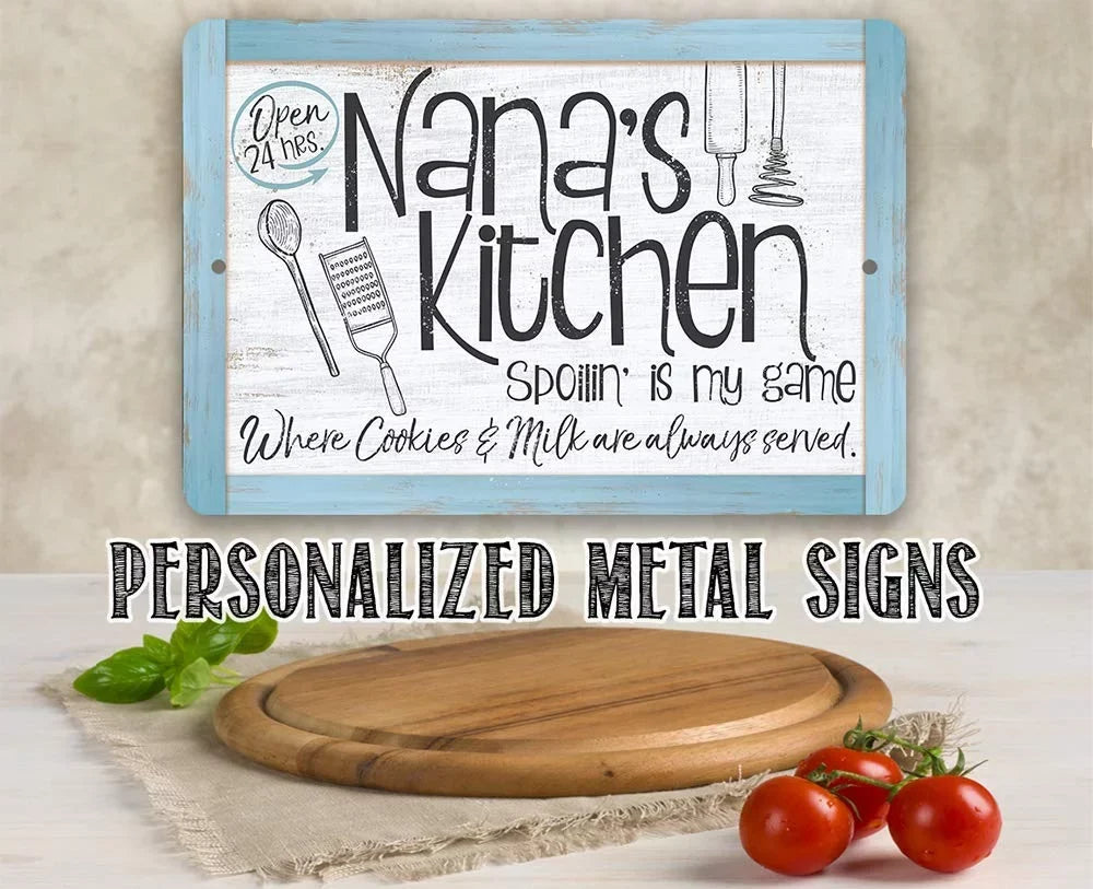 Housewarming (12" Metal Under Kitchen Great - Nana's Metal Use - Sign 18") Makes - Indoor/exterior - and Durable $25 Sign x Gift Kitchen a Decor