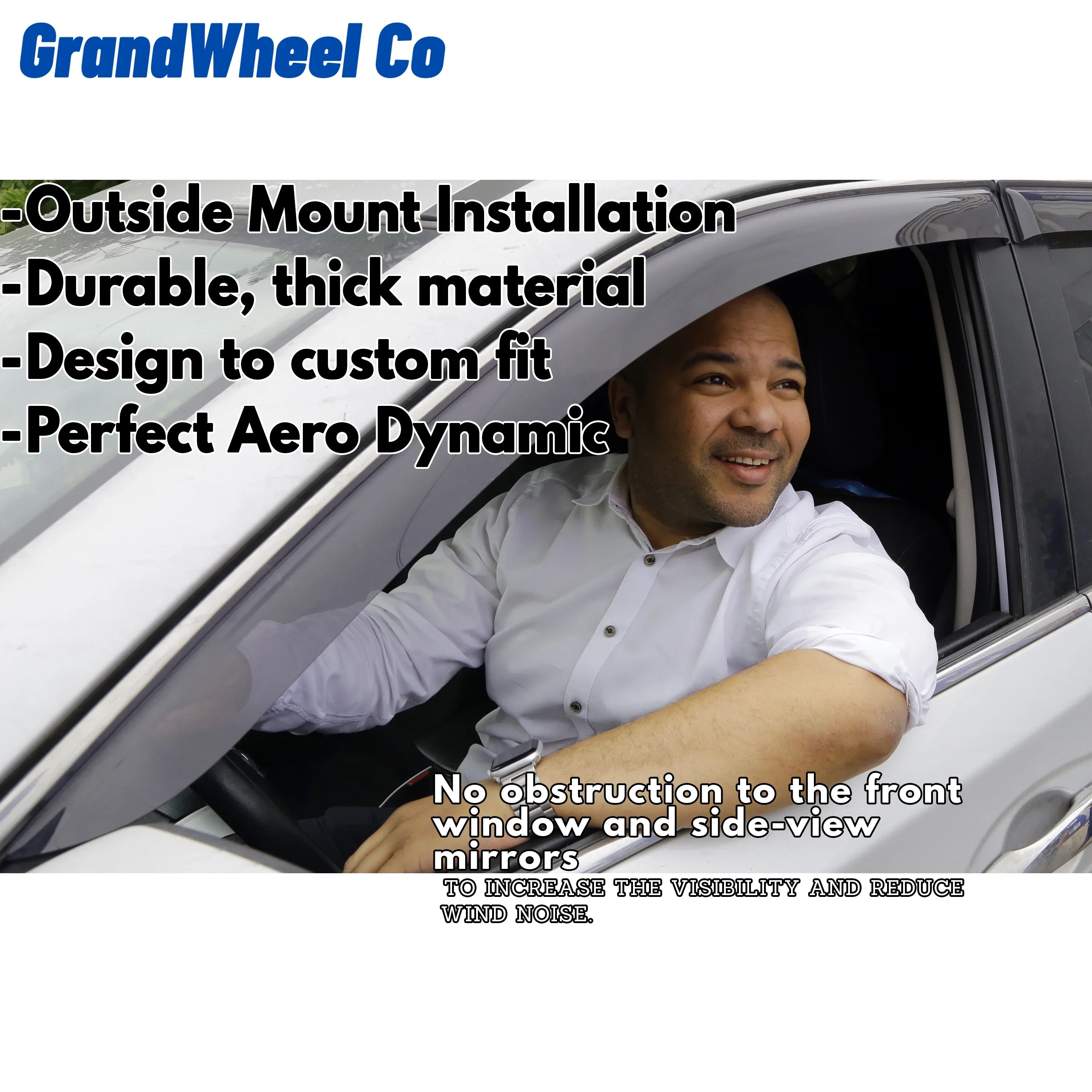 Rain 2021-2024 GW0299 Visor Smoke Tinted Co Vent Tape-On 6pcs. Nissan Guards Compatible with Window - GrandWheel Side Deflectors Rogue