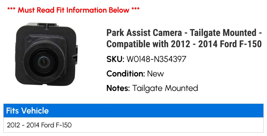 2013 Park - Mounted Assist Camera with 2014 - Tailgate - Compatible 2012 F-150