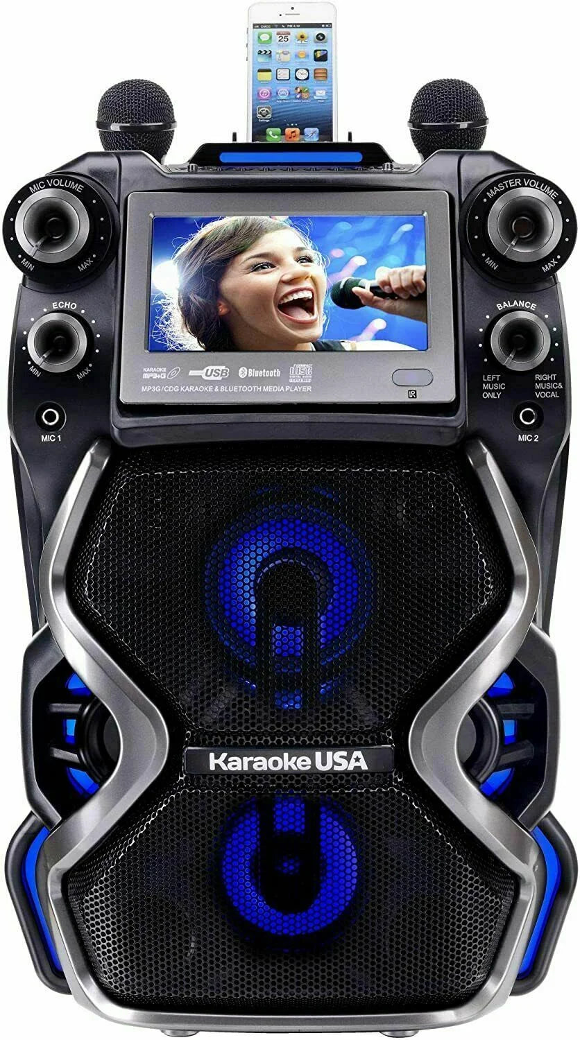 CDG/MP3G Karaoke Karaoke Rechargeable 2 Portable Mics w/ USA Player 300W