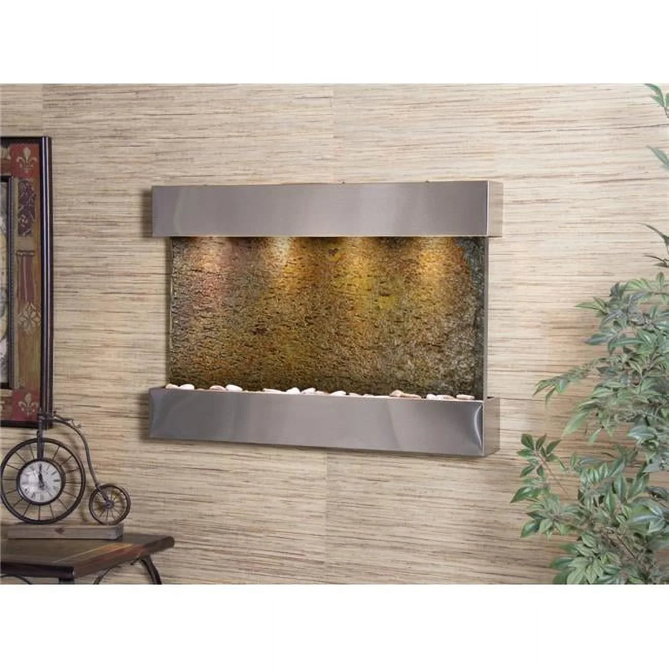 Slate Natural Multicolor Creek Reflection Steel Adagio Fountain Wall RCS2004 Stainless