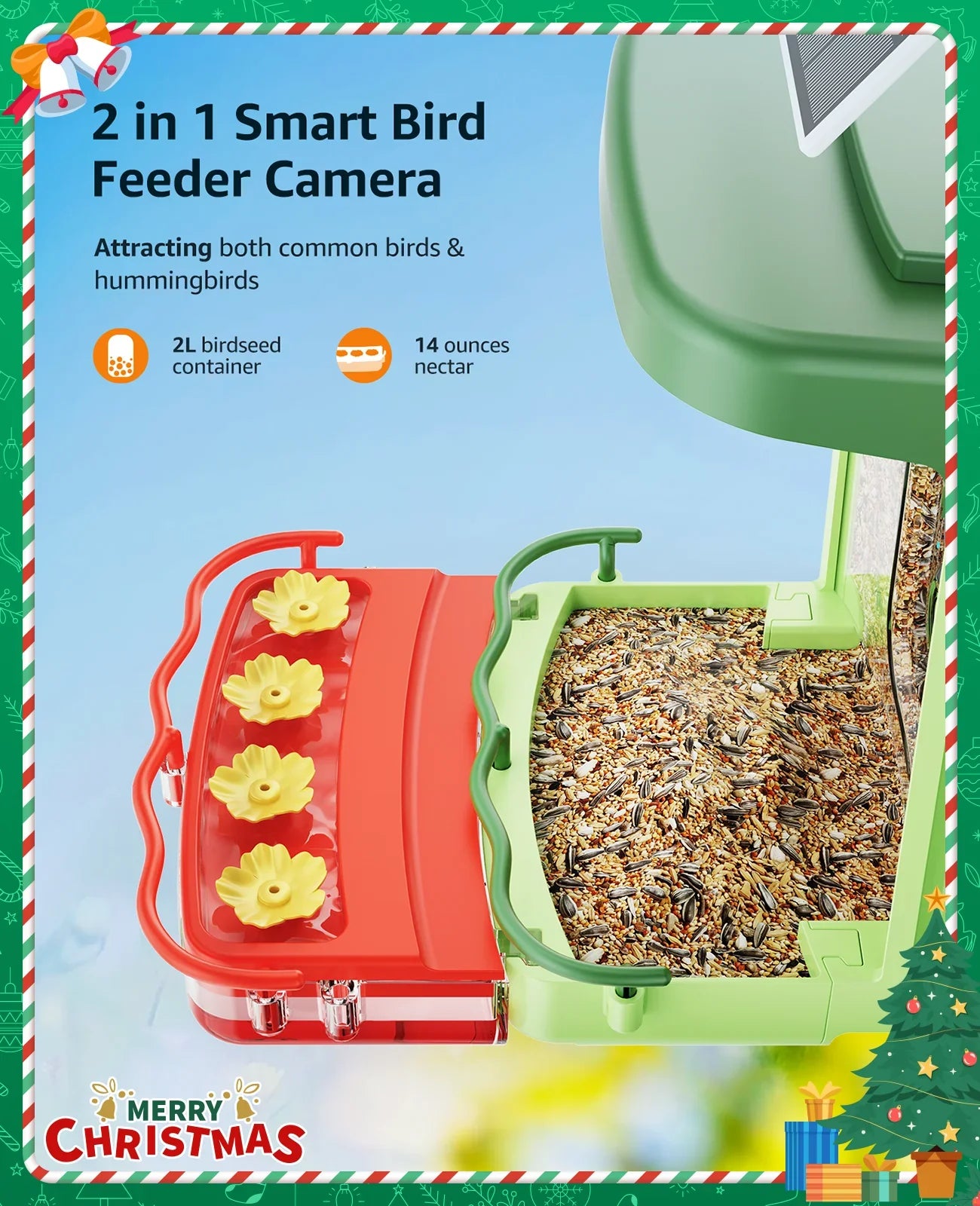 Gift Anyone Feeder 1 in 2 Feeders Bird Ideal Hummingbird Camera, AI with Camera, Bird HD Close-Ups Capture Camera Birds for with of Species, Auto 3MP with Identify Unique