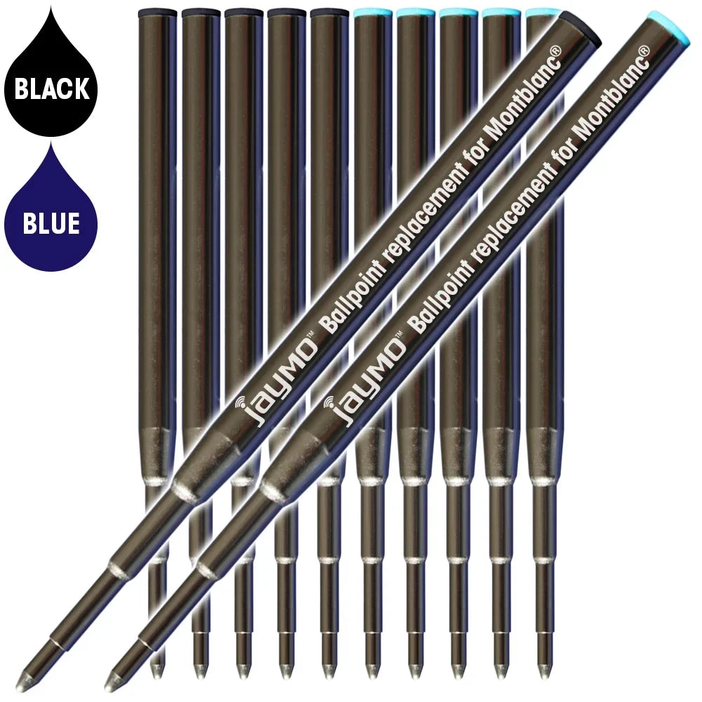 in Replacement 6 - Montblanc 3.875 for Pen / Refill mm + 6 98 Blue - Measures Jaymo - Black Ballpoint Long 128211/128214