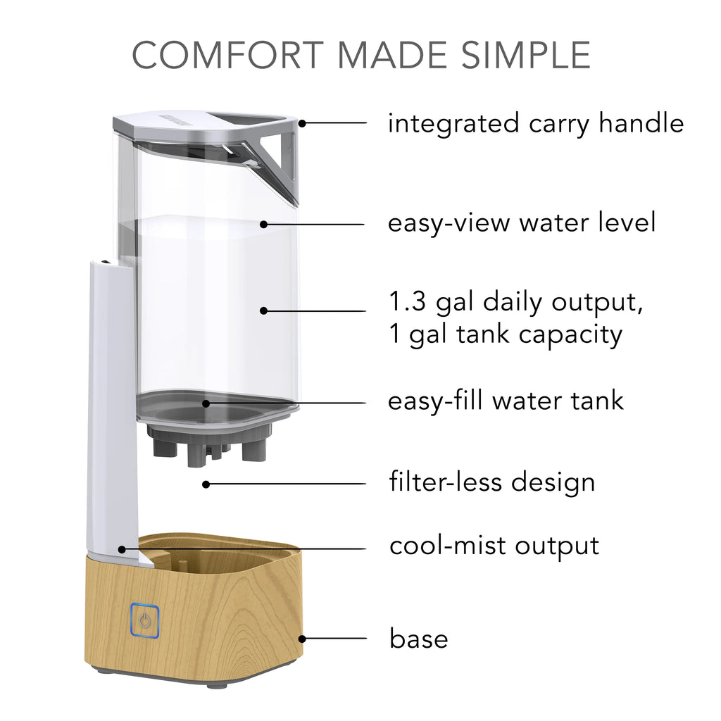 Woodgrain 1 Humidifier, Mist Sharper gal., Ash Ultrasonic Light Cool Image