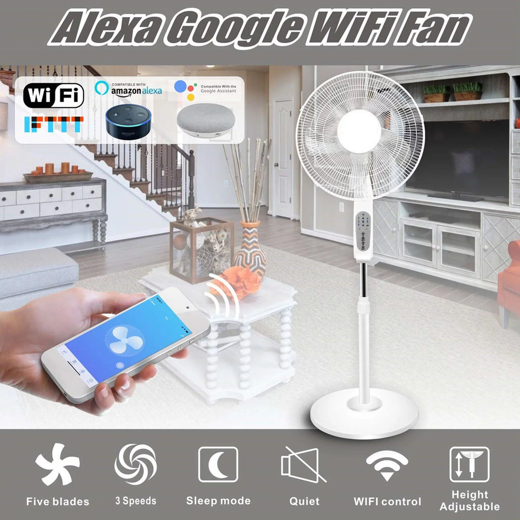 Voice Amazon Compatibe 16" Pro with Feature, Standing with WIFI Home Oscillating Fan Alexa/ Enabled Technical