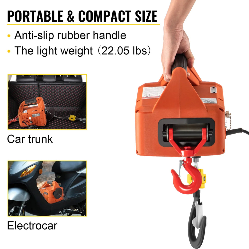 w/ Remote Crane 25ft Control Electric Portable BENTISM 1100lbs 3-in-1 Hoist Winch