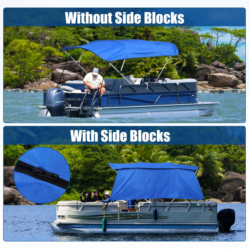 Cover with Top Boot Bargains Bimini 79"-84"W Bow 600D 54"H x Storage x Blocks Canvas Blue 8'L Unique Side Detachable 4