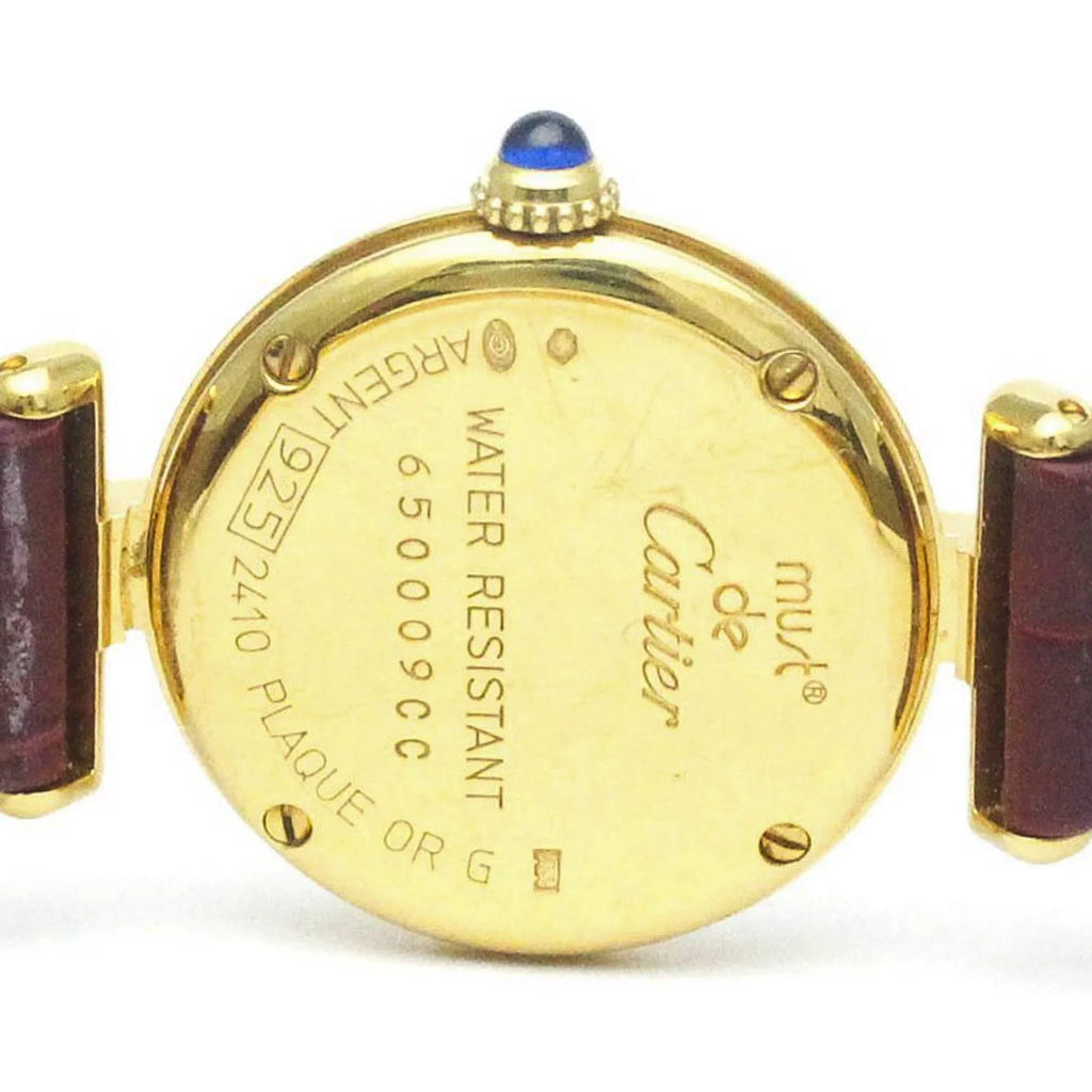 (Good) BF568960 Colisee Must Plated Pre-Owned Watch CARTIER Ladies Leather Quartz Gold