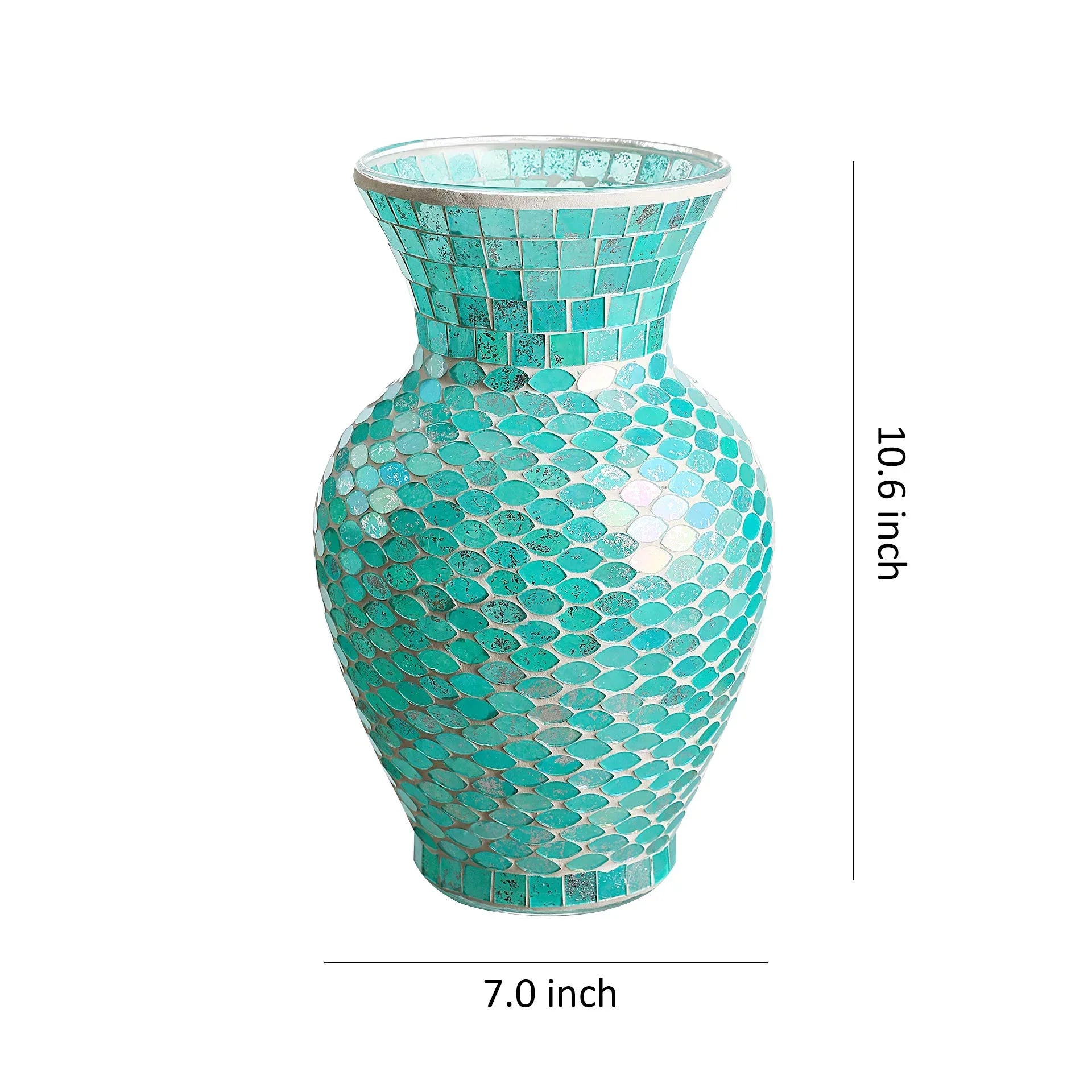 WHOLE (Blue) HOUSEWARES Glass Tall Mosaic 10.5" Vase