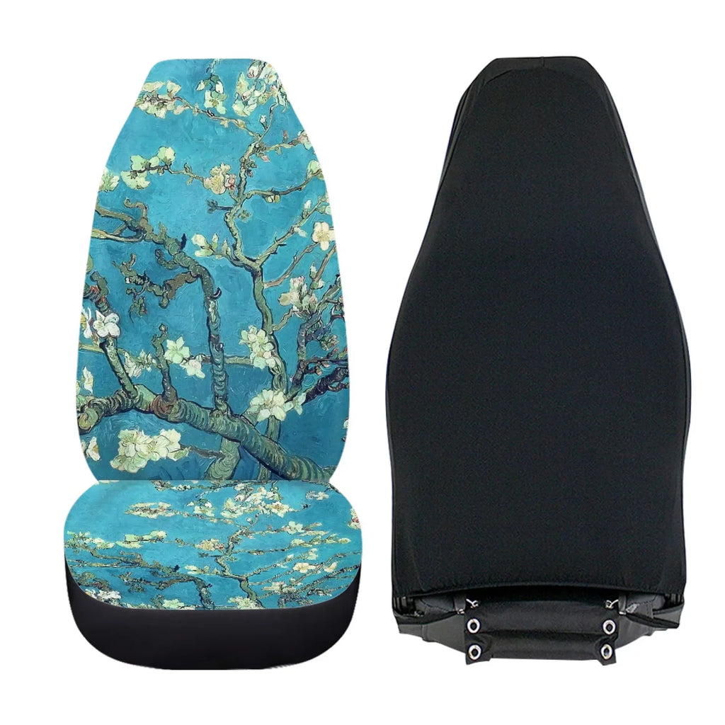 for Sedan Covers 2 Most Seat Blossoms Xoenoiee Car to Polyester Bucket Truck, Seat Front Cars Set Seat Install Print Pickup Plum Vehicle Cover Pack Cover SUV Easy
