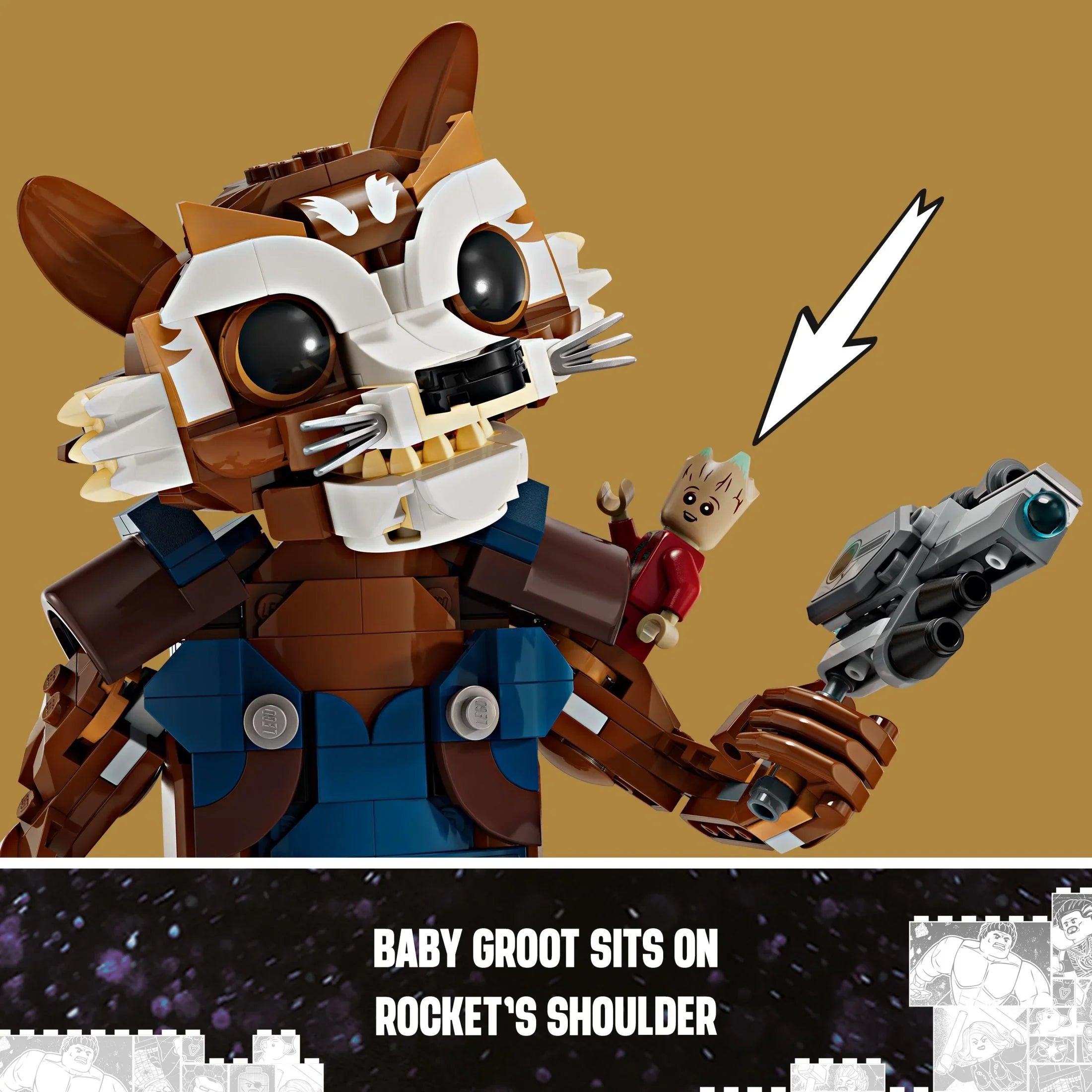 for Groot Boys Gift Kids, and and of Buildable and Minifigure, Rocket Up, 10 & for Baby for Action Guardians Galaxy LEGO Girls Display, Toy Figure Ages 76282 Marvel Inspired Marvel Marvel Play the