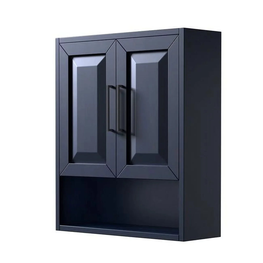Daria Over-the-Toilet Cabinet Storage Wyndham Collection Bathroom Black Trim with Blue Wall-Mounted Matte Dark