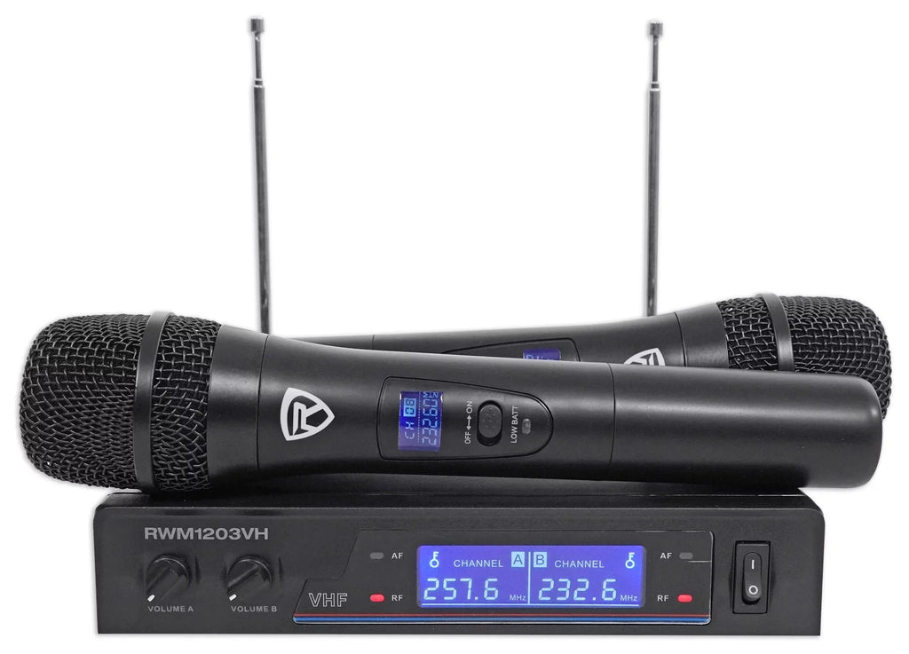 Mics Home System Wireless Sub+(2) Theater/Karaoke w/5.25" VHF Rockville Machine