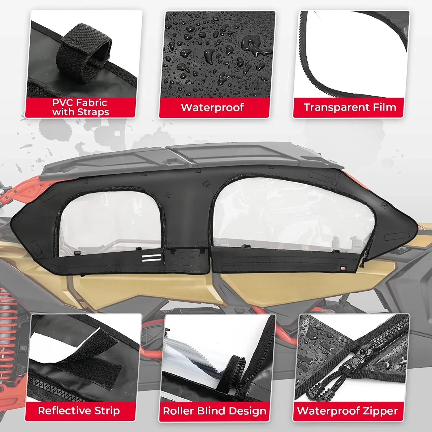 Am Enclosure Soft Kit, Upper Max Can with Set Doors 4 Cab 2017-2023 Kemimoto Models Seater Compatible top Soft UTV Door X3 Maverick
