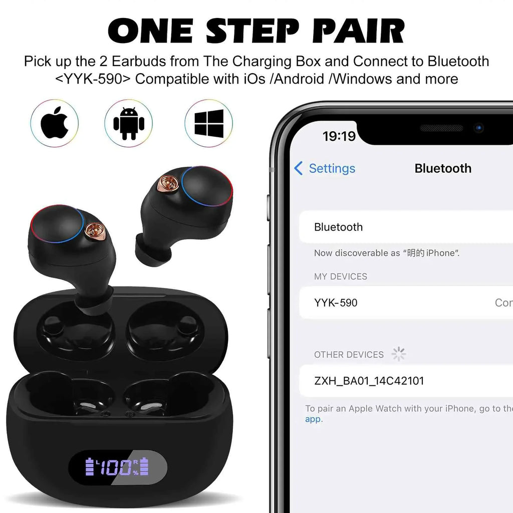 Boost + Resistance, S88 Bluetooth Black, Connect, Case, Dual Doogee Earbuds with Plus Bluetooth Compatible UrbanX IPX5 5.2 Charging True Wireless Balanced, liquid Connection, Bass