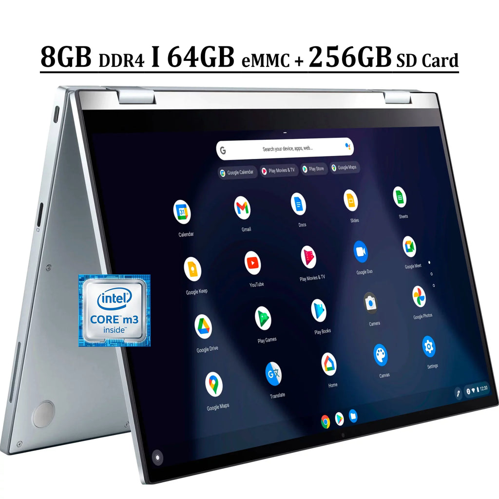 8GB USB-C Touchscreen C433 14" Business Webcam SD Chromebook 64GB Intel Laptop ASUS M3-8100Y Flip Chrome + DDR4 UHD Card Graphics eMMC OS FHD 256GB 14 Processor IPS Intel 615 Core 2-in-1 Silver