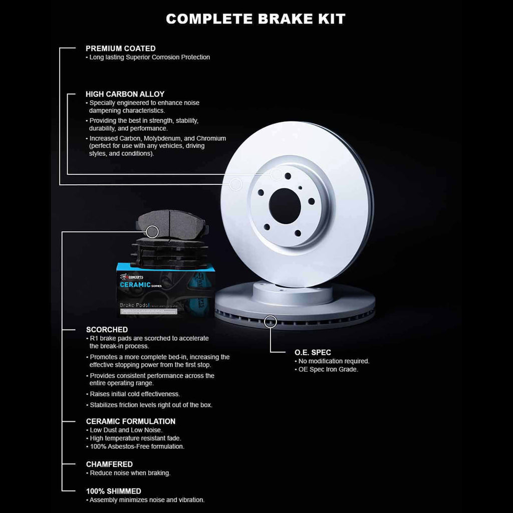 Coated R1 Concepts 76064 With C 2012-2019 Pads Concepts Carbon TOYOTA Wdwh1 Fits select: Brake Ceramic PRIUS YARIS, TOYOTA R1 2007-2018 Rotor