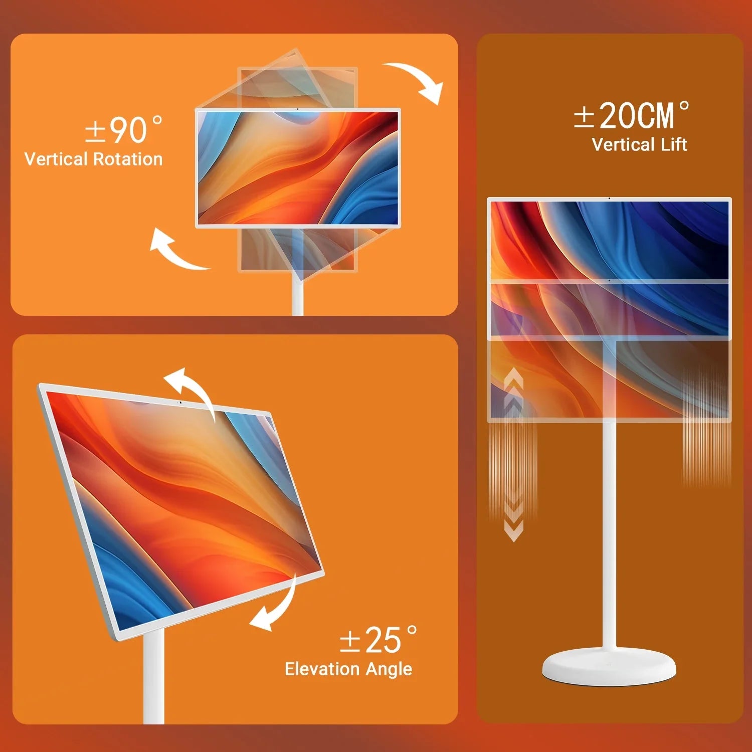 Android 32" Full TV Wheels Tablet Big Touch and Swivel Camera, Built-in Built-in Portable Store). StandbyMe Monitor and OS(Support on Battery(6-8H), with with 12 Screen Rotation