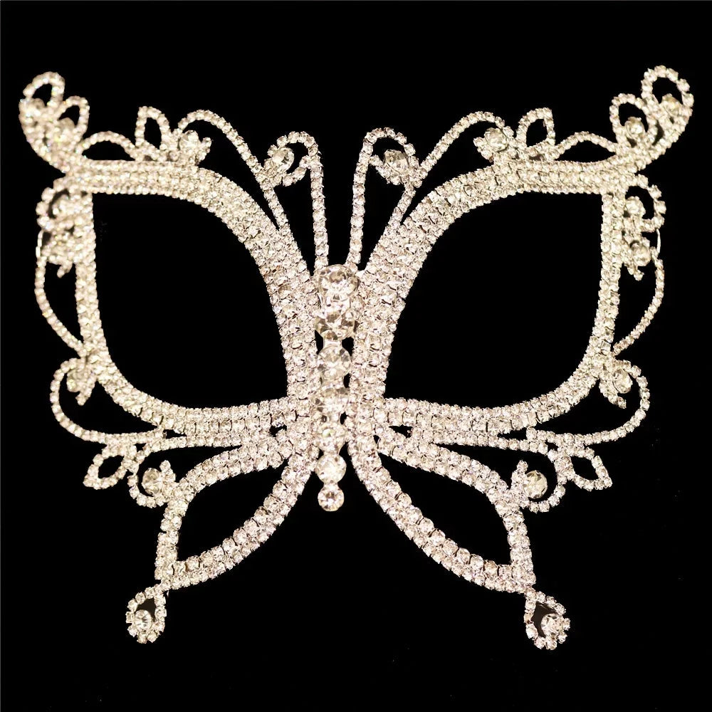 Face Masquerade Crystal Mask Halloween Butterfly Women Rhinestone Accessories for