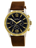 Leather Chronograph Men's Watch 45A135 Caravelle Brown Sport Strap Blue Dial