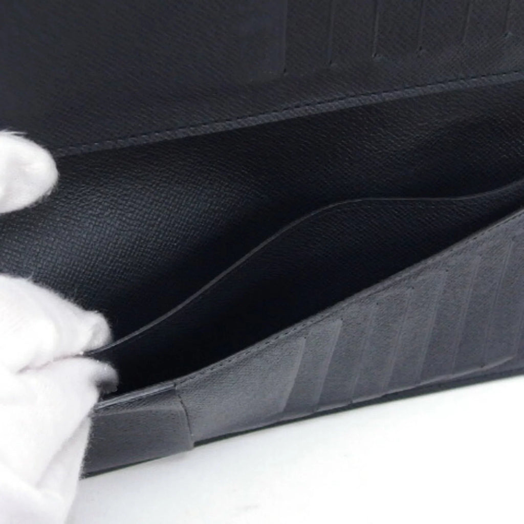 (Good) Long Wallet Black Pre-Owned Bifold Taiga Billfold