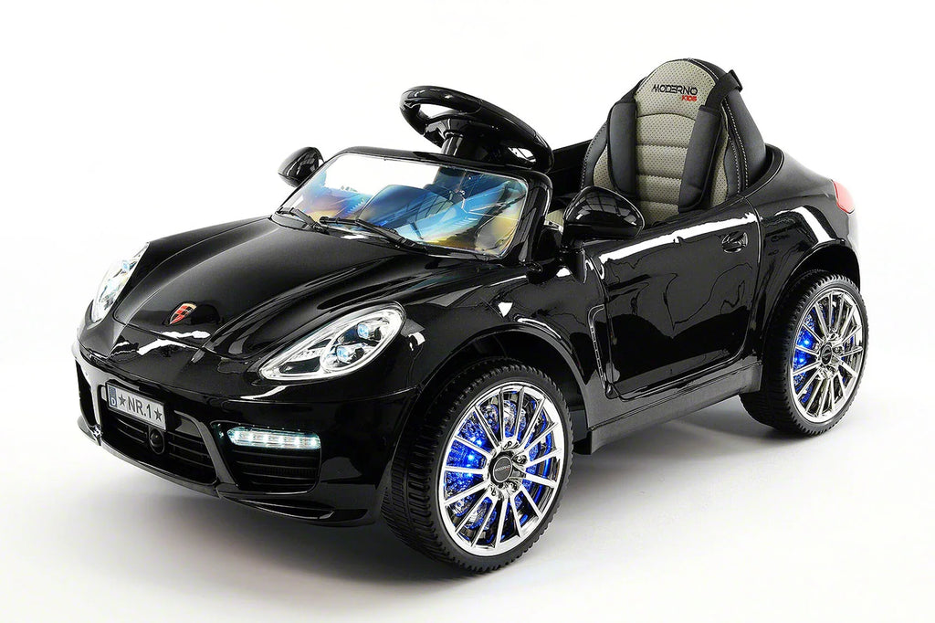 Electric Ride-On 12V Metallic Kids Car Kiddie with R/C Black Remote Parental Roadster |