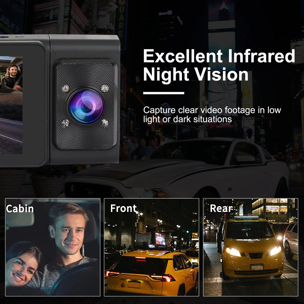 G-Sensor Channel and Camera Vision, TSV Night Camera, Dash with 3 Rear, Backup Car Front 1080P Cam Cam DVR Dual Dash