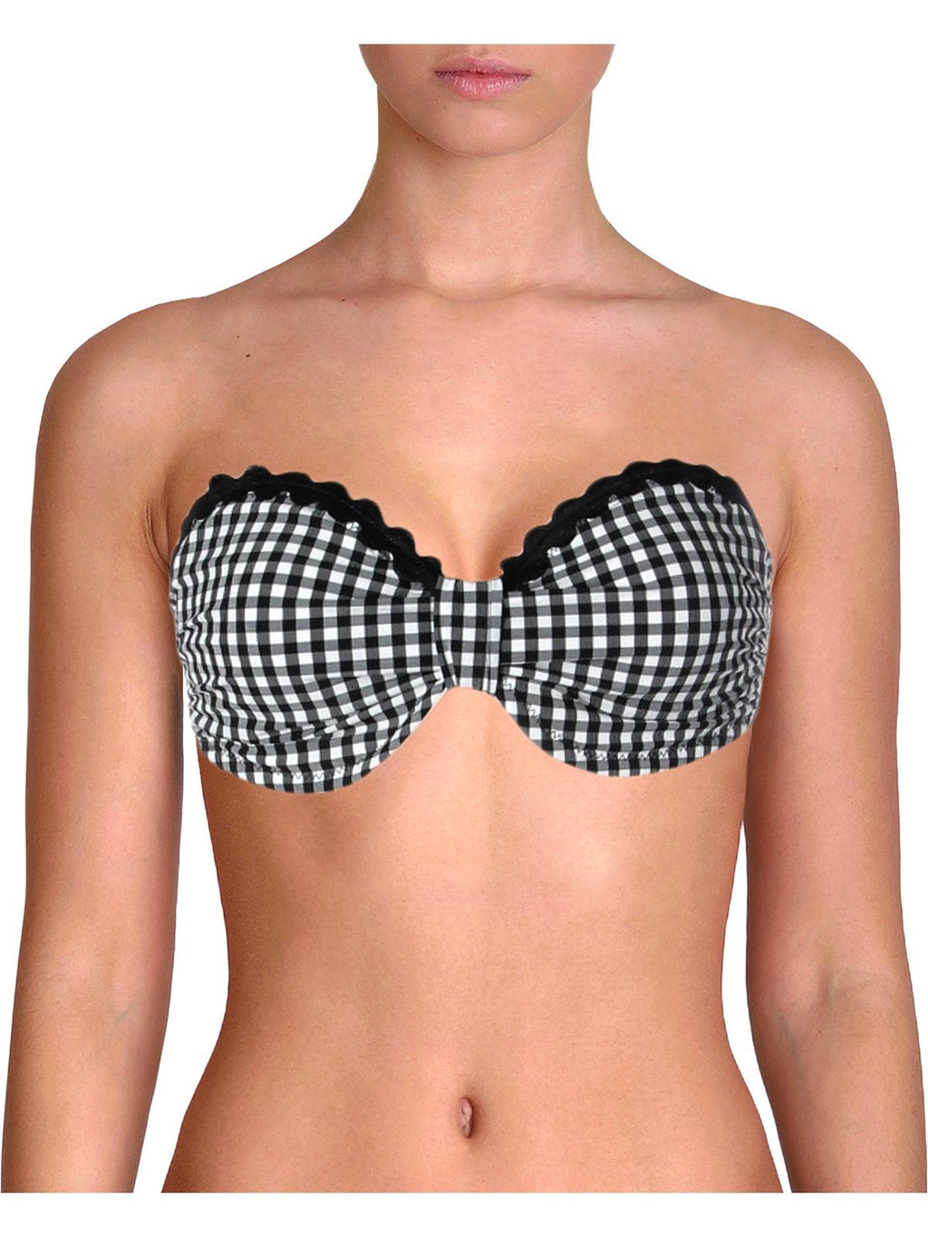 Top Bandaeu Womens B/W Shoshanna Checkered Swim Separates A