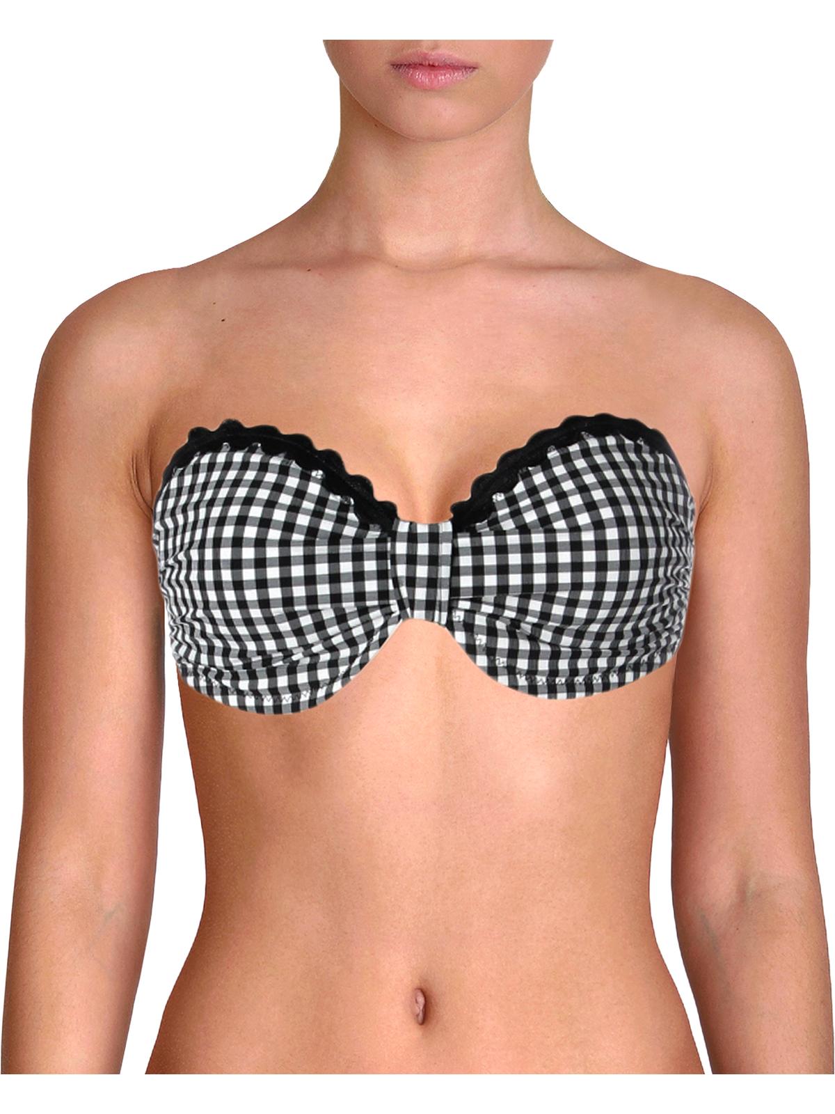 Top Bandaeu Womens B/W Shoshanna Checkered Swim Separates A